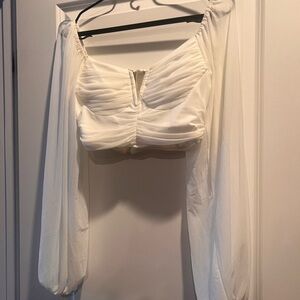 Selfie Leslie Women's Tanner Long Sleeve Ruched Crop Top